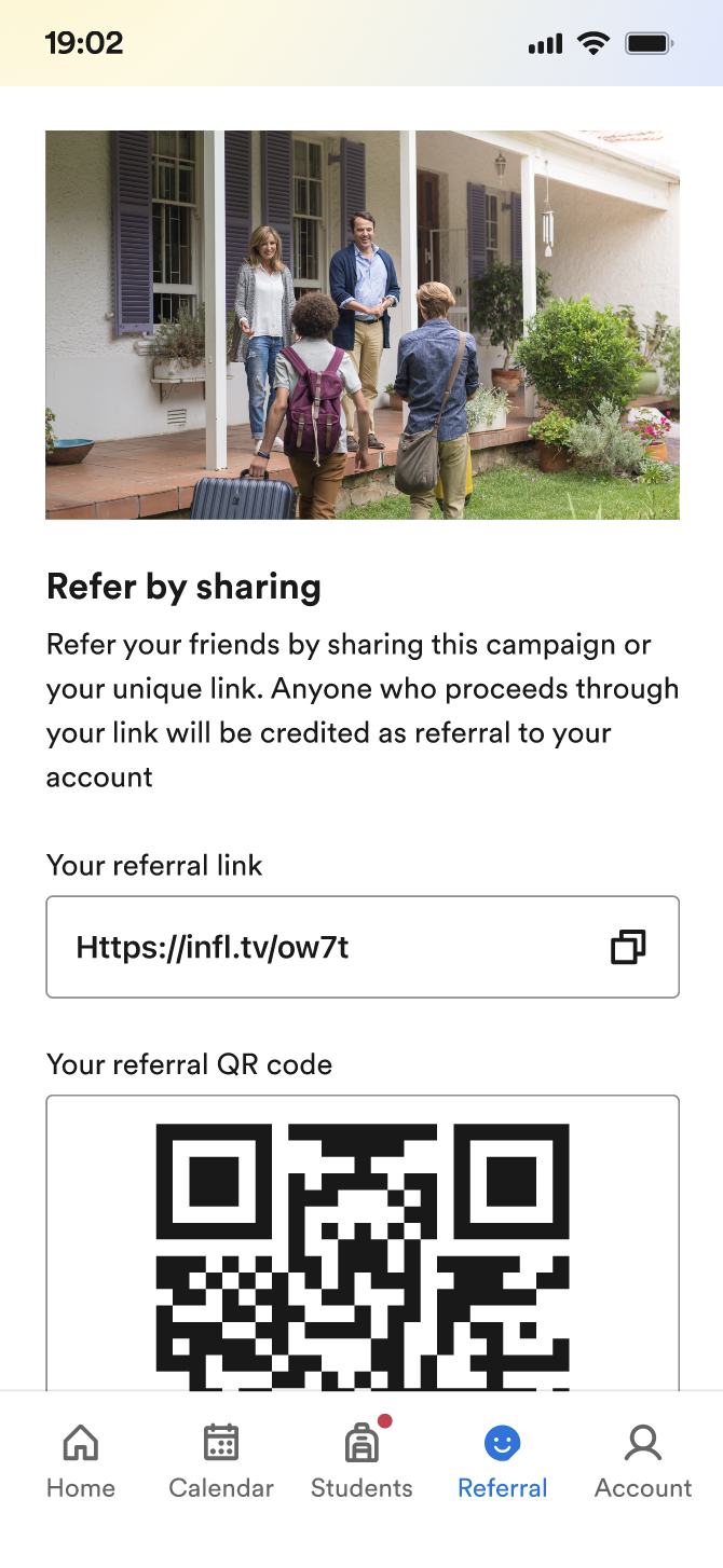 homestay app referral screen